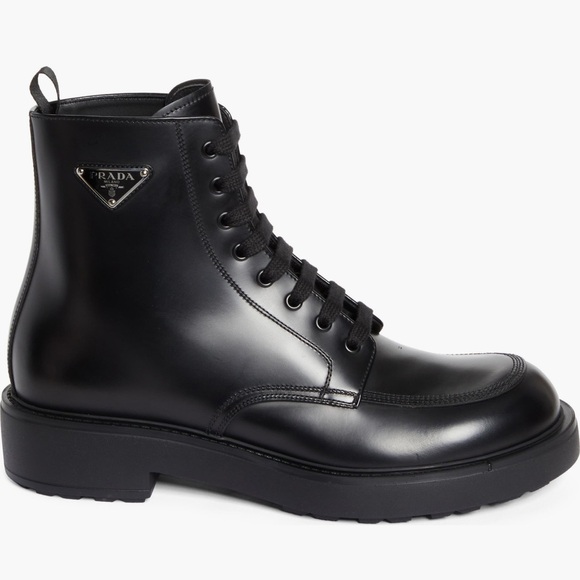Authentic Prada Men’s Combat Boots Black Leather New size 8 US or 12 US $1370 - Picture 1 of 11